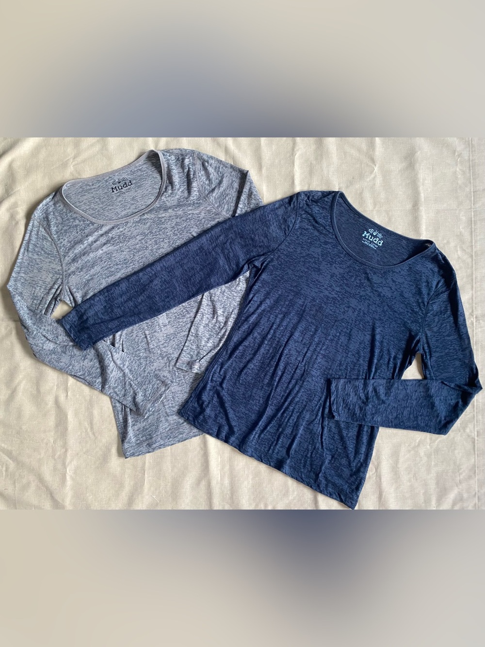 Vintage Y2K Mudd Burnout Tee Shirt Lot 2pc Heather Gray Blue Long Sleeve Size XL